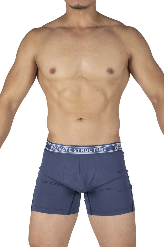 Clever Moda Private Structure PBUT4380 Bamboo Mid Waist Boxer Briefs Color Citadel Blue