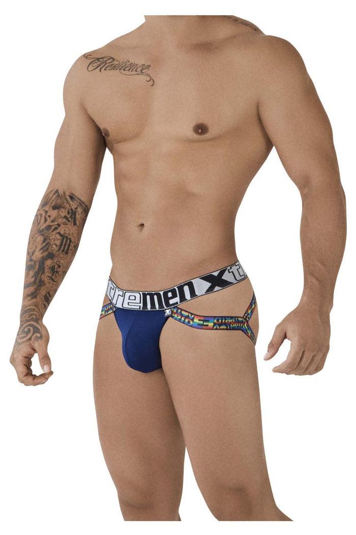 Clever Moda Xtremen 91084 Microfiber Pride Jockstrap Color Blue