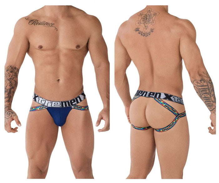 clever moda Xtremen 91084 Microfiber Pride Jockstrap Color Blue