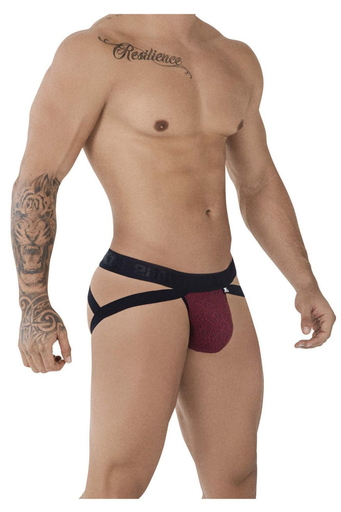 Clever Moda Xtremen 91085 Microfiber Jacquard Jockstrap Color Red