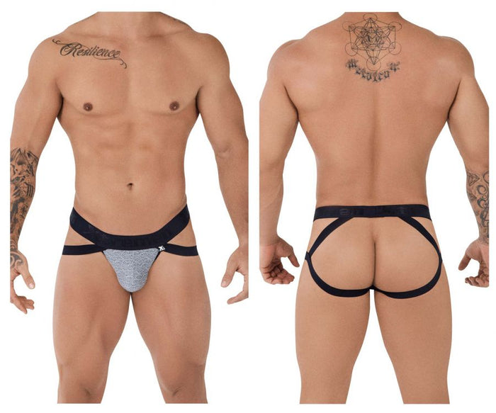 clever moda Xtremen 91085 Microfiber Jacquard Jockstrap Color Gray