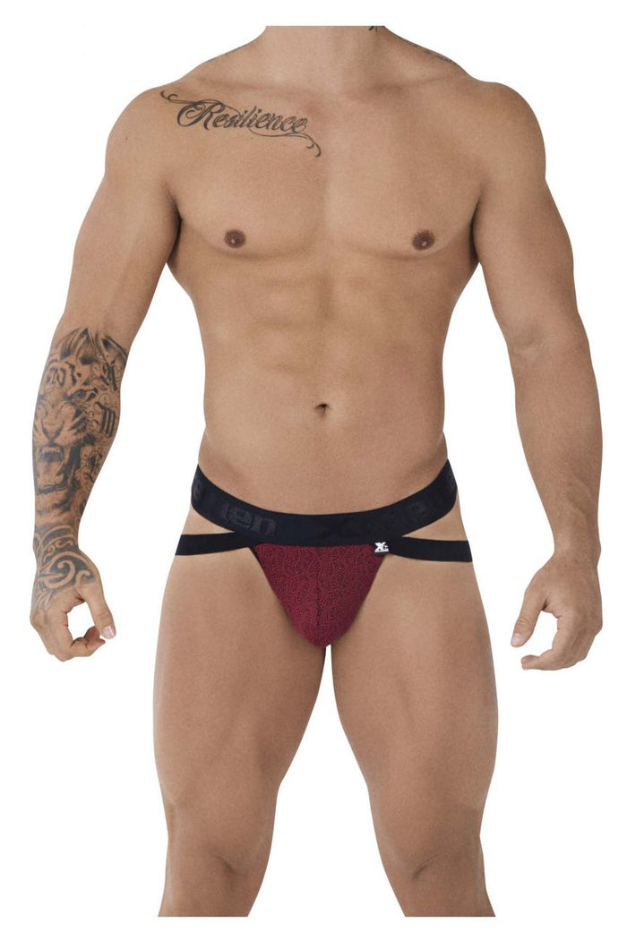 Clever Moda Xtremen 91085 Microfiber Jacquard Jockstrap Color Red