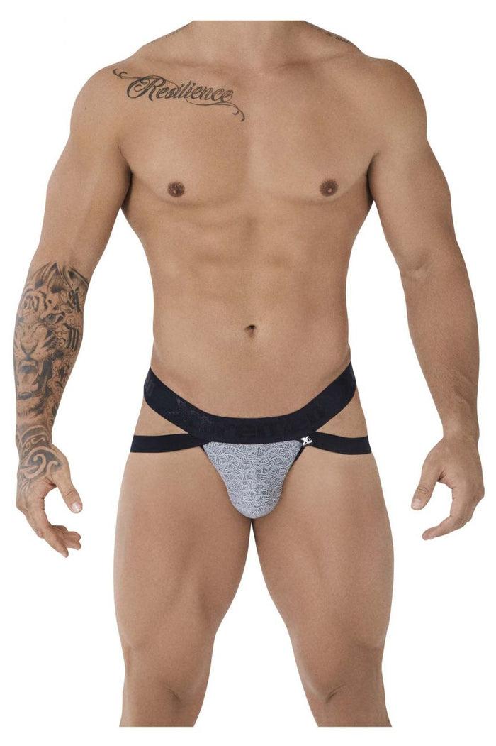 Clever Moda Xtremen 91085 Microfiber Jacquard Jockstrap Color Gray