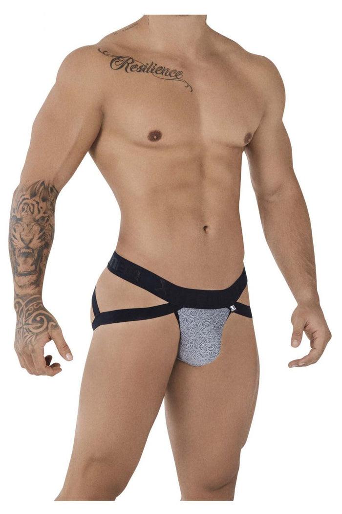 Clever Moda Xtremen 91085 Microfiber Jacquard Jockstrap Color Gray