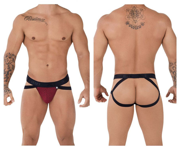 clever moda Xtremen 91085 Microfiber Jacquard Jockstrap Color Red