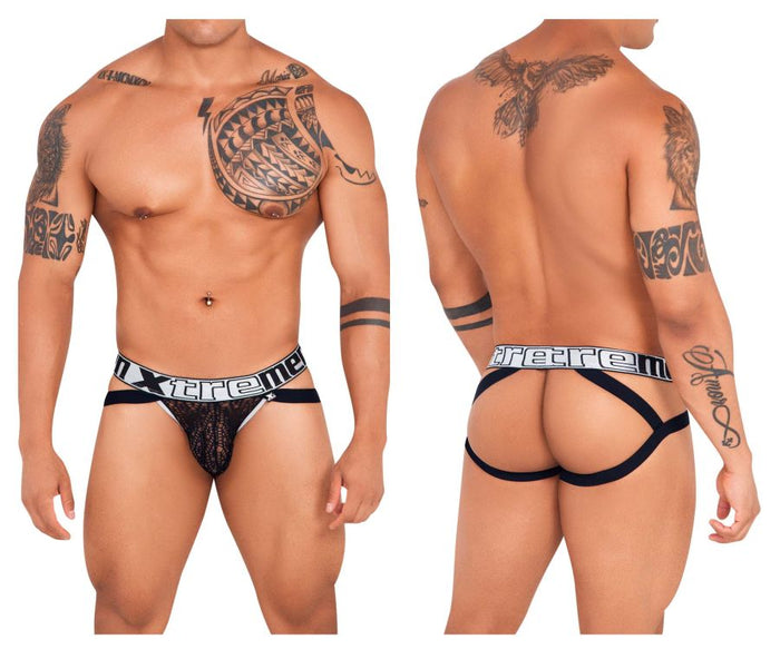 clever moda Xtremen 91118 Lace Jockstrap Color Black