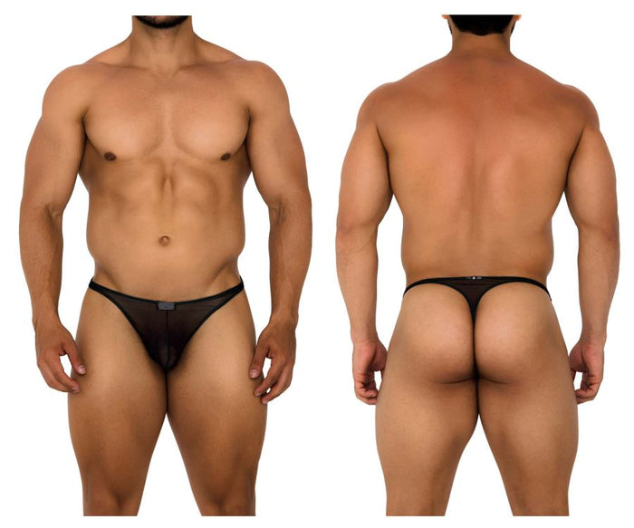 clever moda Xtremen 91189 Tulle Mesh Thongs Color Black