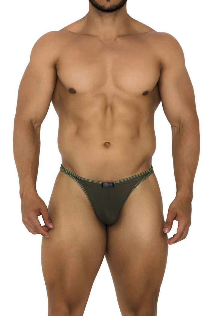 Clever Moda Xtremen 91189 Tulle Mesh Thongs Color Green