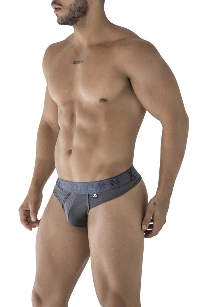 Clever Moda Xtremen 91211B Microfiber Thongs Color Gray