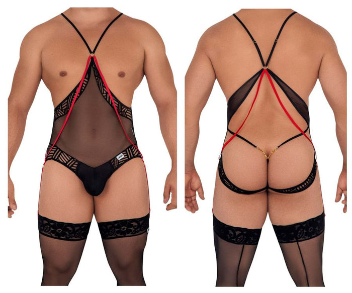 Clever Moda CandyMan 99585X Mesh-Lace Bodysuit Color Black