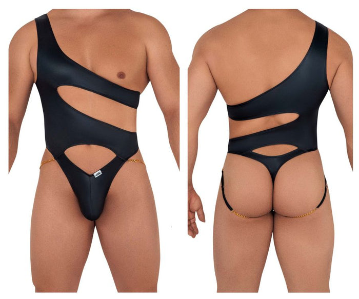 clever moda CandyMan 99597X One Shoulder Bodysuit Color Black