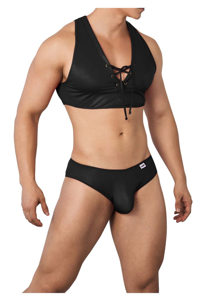 Clever Moda CandyMan 99628X Top And Brief Two Piece Set Color Black