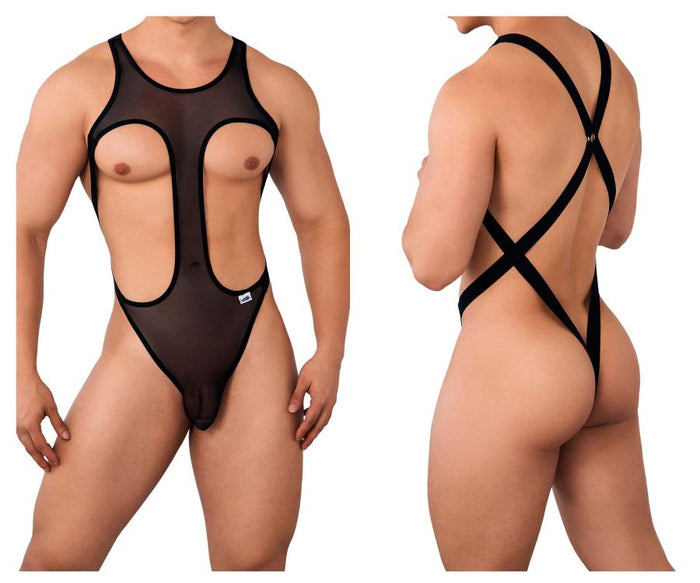clever moda CandyMan 99643 Mesh Bodysuit Color Black
