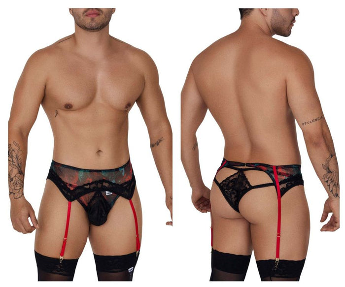 clever moda CandyMan 99688X Garter Thongs Two Piece Set Color Black