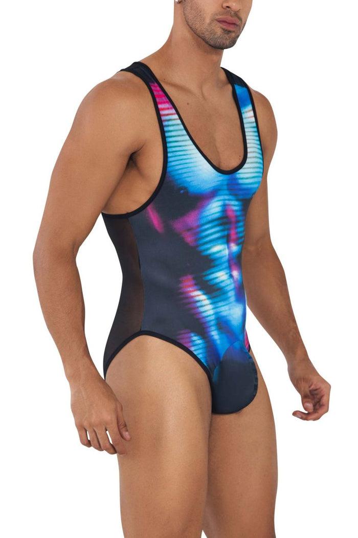 Clever Moda CandyMan 99725X Work-N-Out Bodysuit Color Moonlight Blue