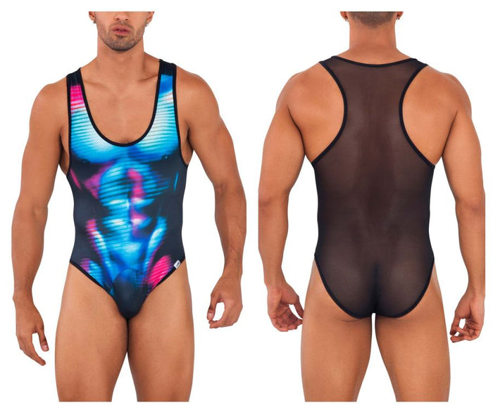 clever moda CandyMan 99725X Work-N-Out Bodysuit Color Moonlight Blue