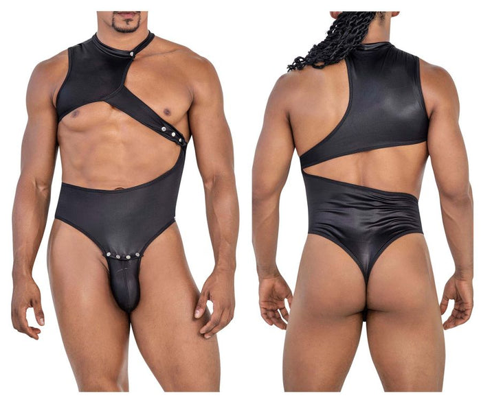 Clever Moda CandyMan 99783 One Shoulder Bodysuit Color Black