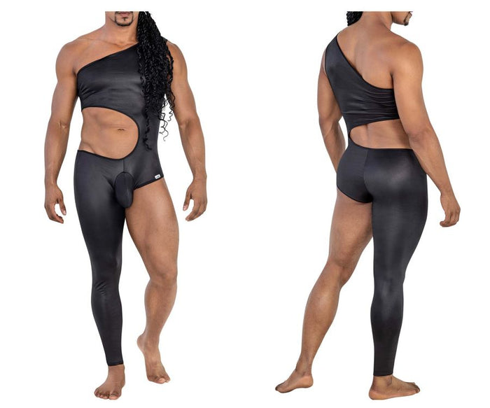 Clever Moda CandyMan 99786 One Shoulder One Leg Bodysuit Color Black