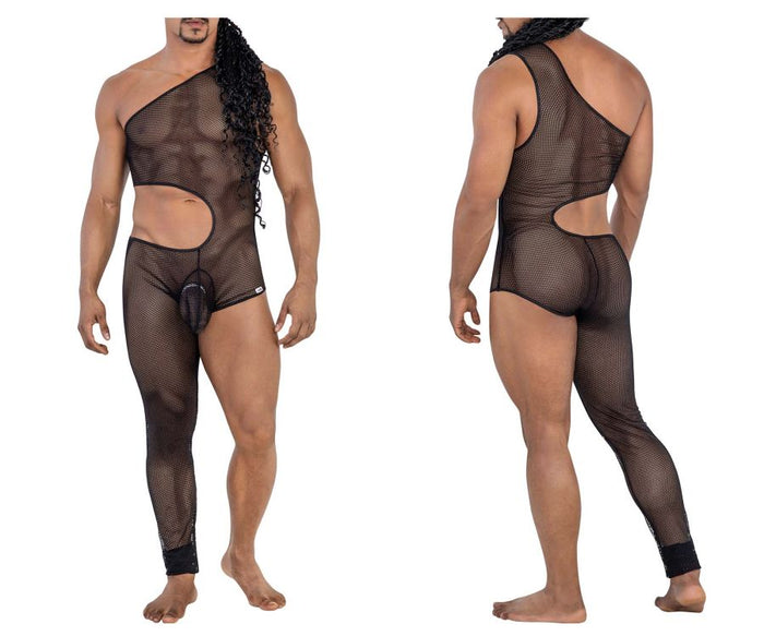 clever moda CandyMan 99787 One Shoulder One Leg Bodysuit Color Black