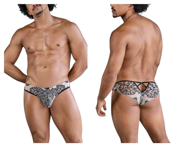 Clever Moda CandyMan 99830 Lace Briefs Color Nude-Black