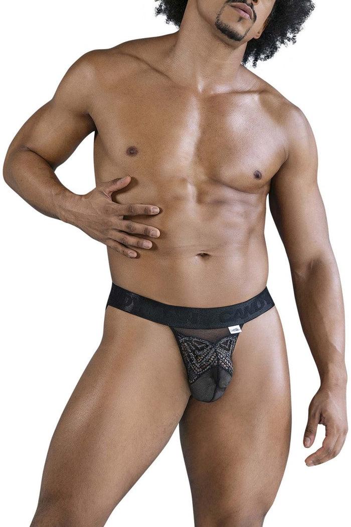 Clever Moda CandyMan 99849 Lace-Mesh Thongs Color Black