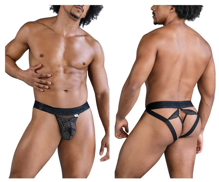 clever moda CandyMan 99849 Lace-Mesh Thongs Color Black