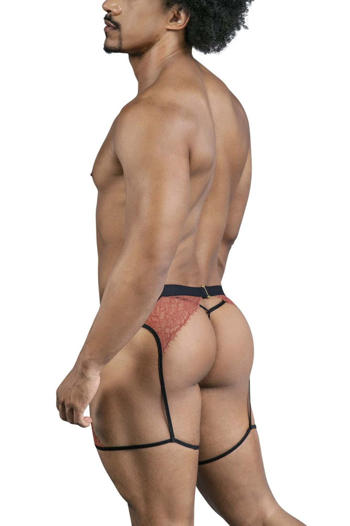 Clever Moda CandyMan 99854 Lace-Garter Outfit Color Black-Terracotta