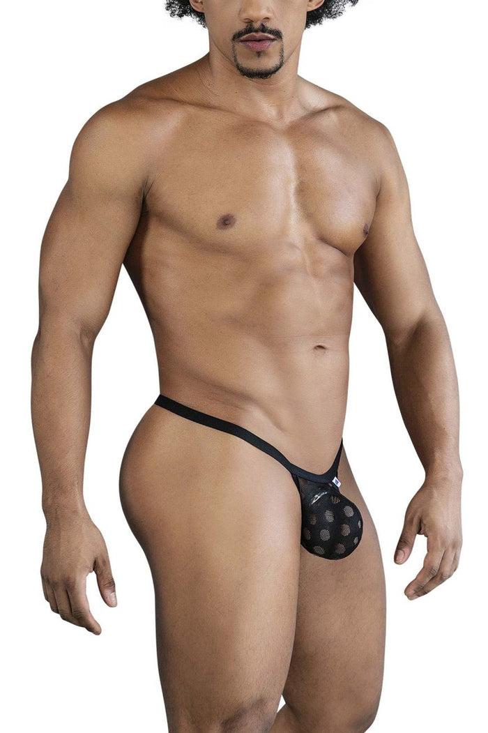 Clever Moda CandyMan 99856 Polka Mesh Thongs Color Black