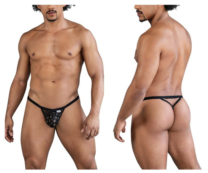 clever moda CandyMan 99856 Polka Mesh Thongs Color Black