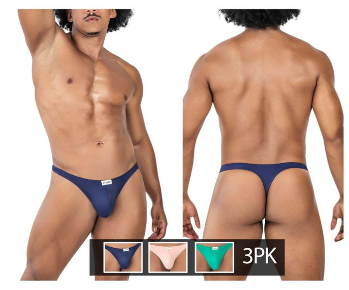 Clever Moda Clever 100007 3PK Autralian Latin Thongs Color Green-Pink-Blue