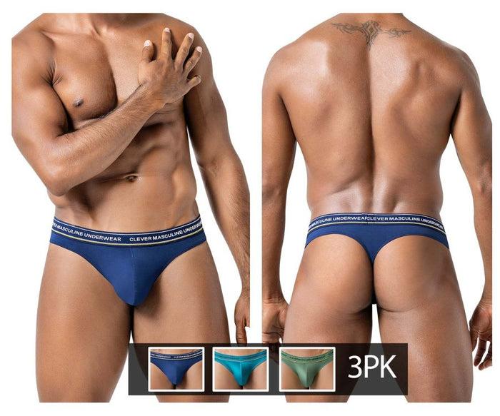 clever moda Clever 100010 3PK Australian Latin Thongs Color Blue-Petrol-Green