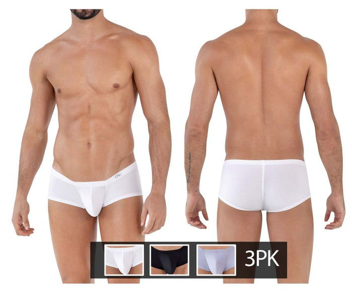 clever moda Clever 229930 3PK Australian Latin Trunks Color White-Black-Gray