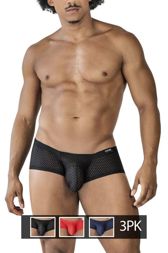 Clever Moda Clever 229947 3PK Autralian Latin Trunks Color Black-Red-Blue