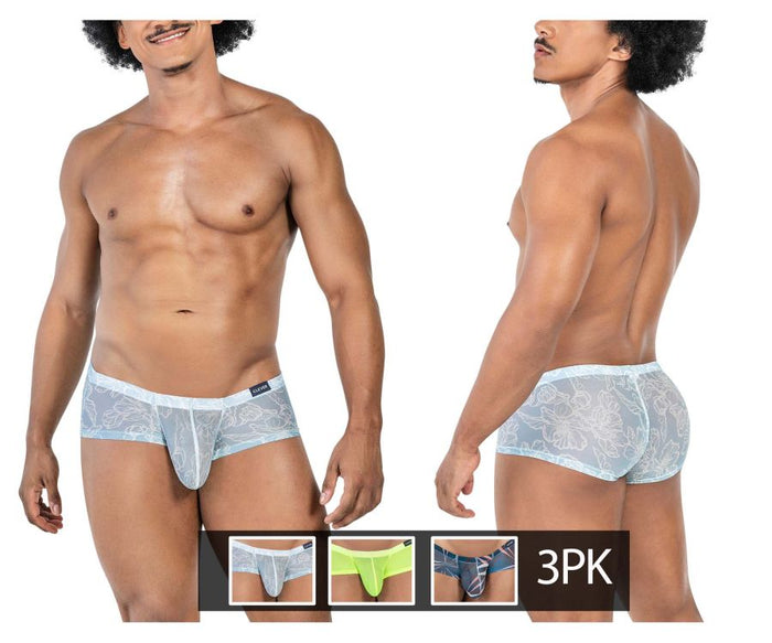 clever moda Clever 229948 3PK Autralian Latin Trunks Color Gray-Green-Blue