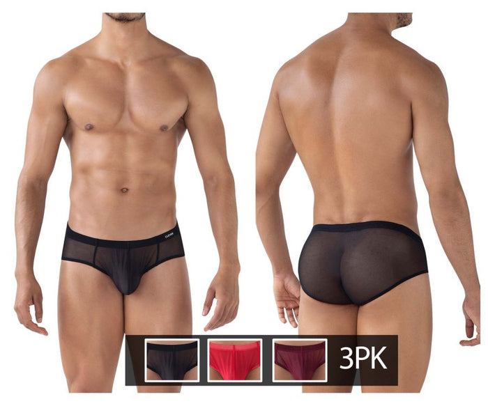 clever moda Clever 519962 3PK Australian Latin Briefs Briefs Color Red-Black-Grape