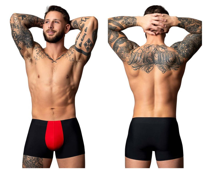 Clever Moda Male Power 154-300 Hot Mesh Pouch Short Color Black-Red