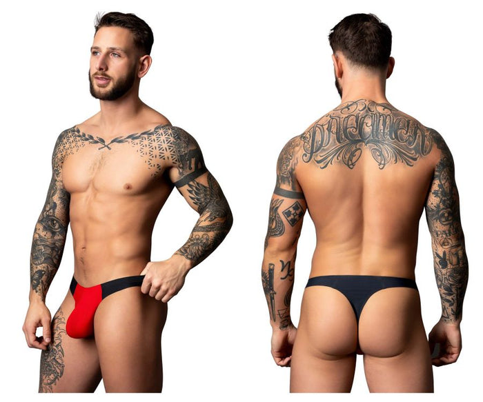 Clever Moda Male Power 442-300 Hot Mesh Bong Thong Color Black-Red