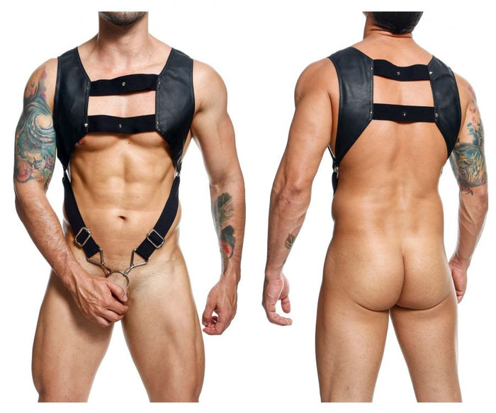 clever moda MaleBasics DMBL08 DNGEON Croptop Cockring Harness Color Black