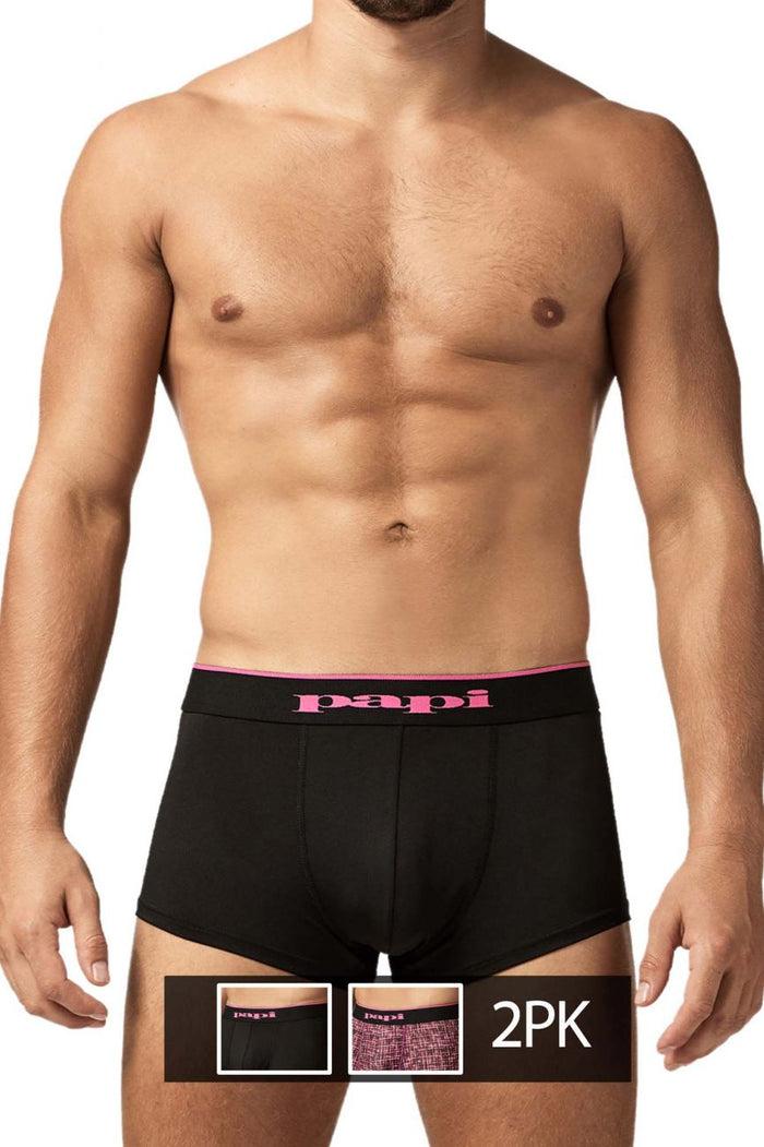 Clever Moda Papi UMPA048 2PK Microflex Brazilian Trunks Color Berry-Texture