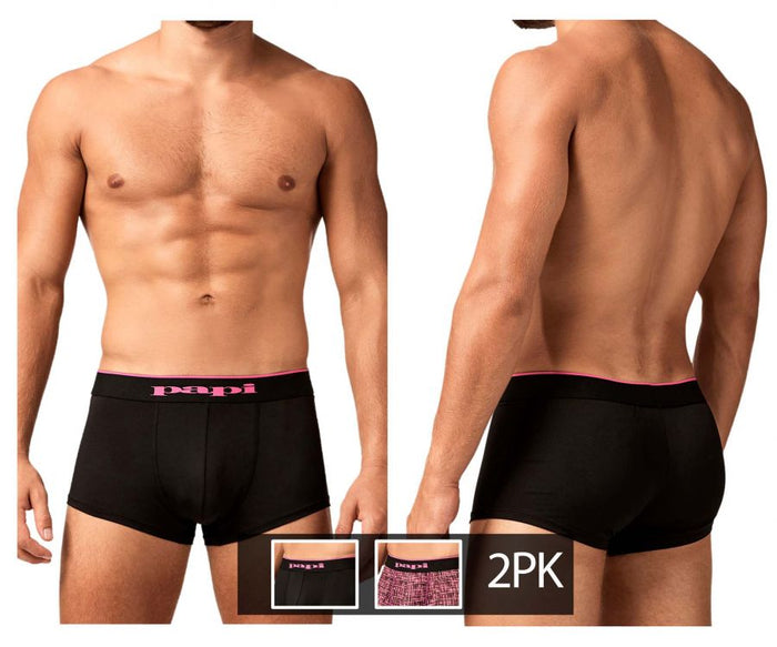Clever Moda Papi UMPA048 2PK Microflex Brazilian Trunks Color Berry-Texture