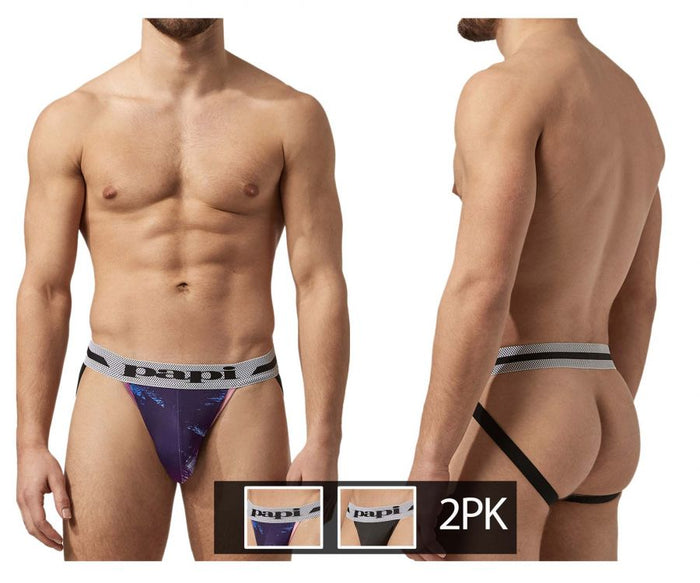 clever moda Papi UMPA081 2PK Microflex Jockstrap Color Tropical-Black