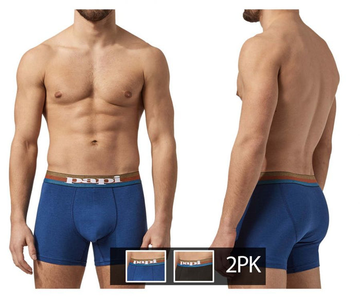 Clever Moda Papi UMPA088 2PK Microflex Brazilian Boxer Briefs Color Blue-Black