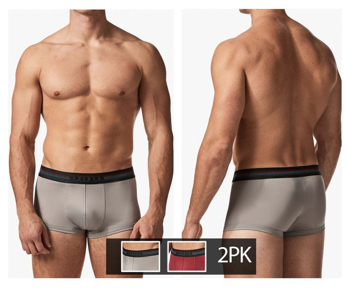 clever moda Papi UMPA107 2PK Microflex Performance Trunks Color Gray-Red