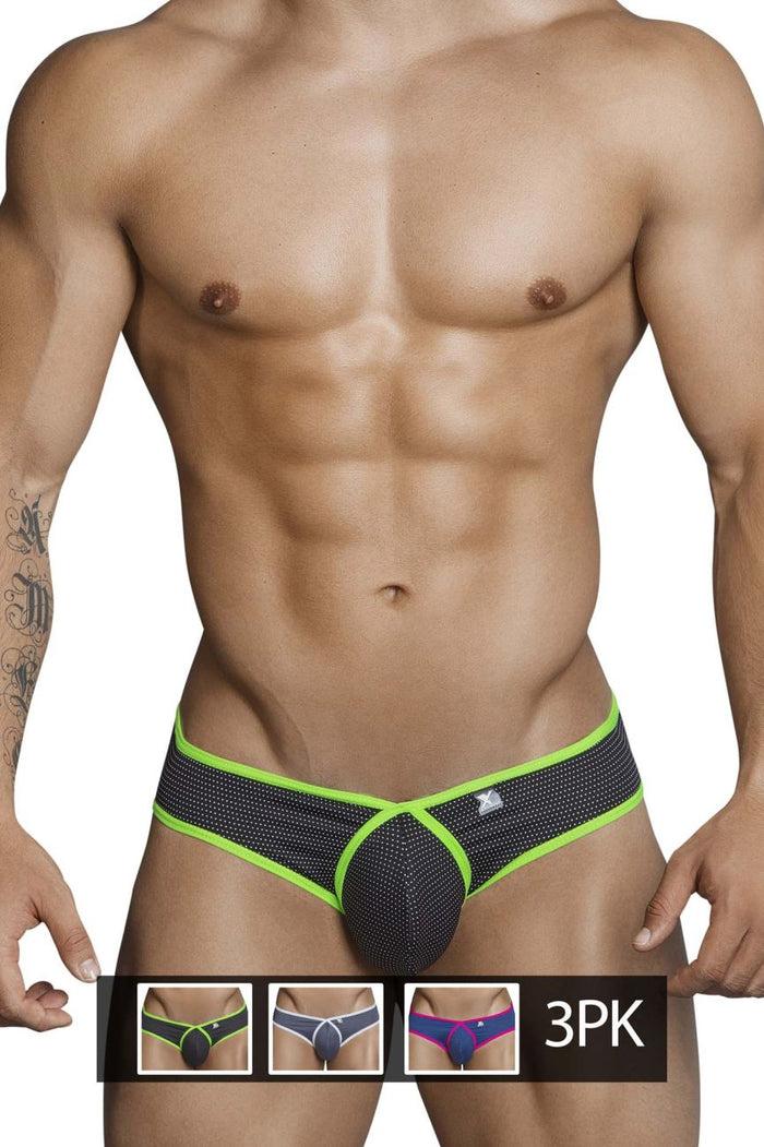 Clever Moda Xtremen 91021-3 3PK Briefs Color Black-Gray-Blue