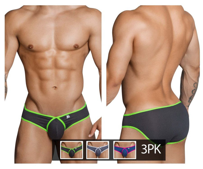 clever moda Xtremen 91021-3 3PK Briefs Color Black-Gray-Blue
