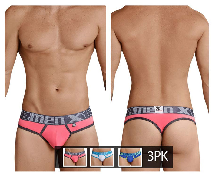 clever moda Xtremen 91031X-3 3PK Thongs Color Fuchsia-White-Blue