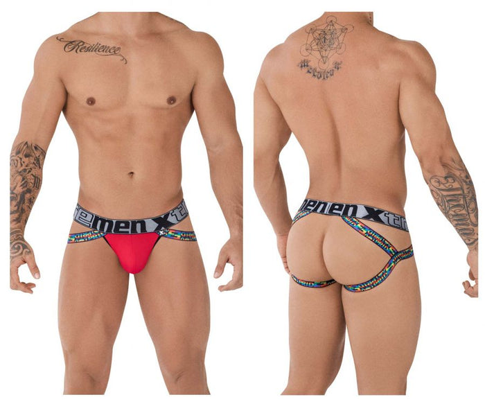 clever moda Xtremen 91084 Microfiber Pride Jockstrap Color Red