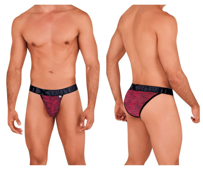 clever moda Xtremen 91098X Microfiber Mesh Bikini Color Red
